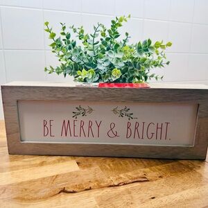 Be Merry & Bright Holiday Decorative Sign - Rustic Wood